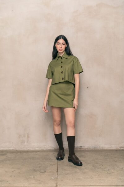 Short Saia Camila Verde Militar