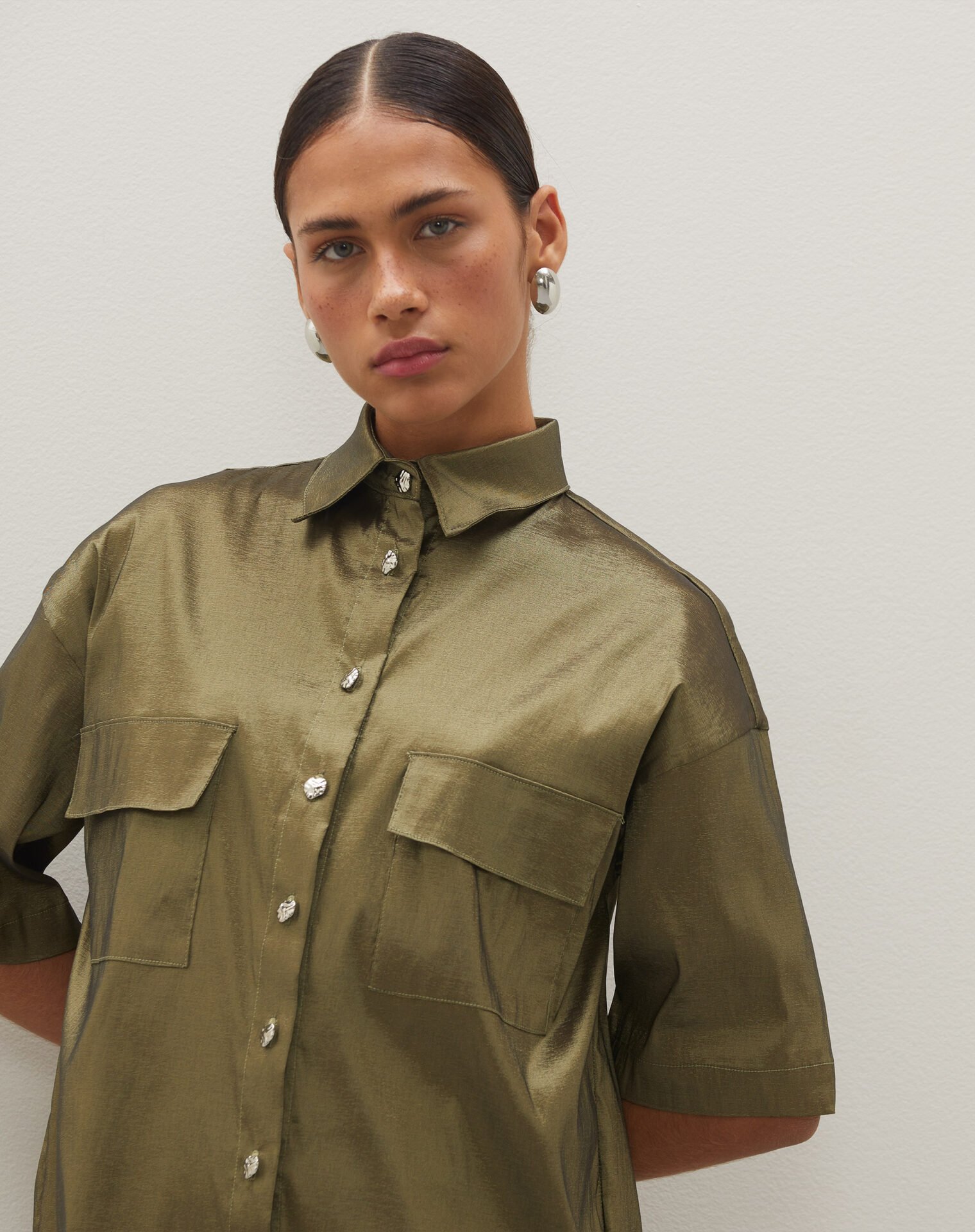 Camisa Manga Curta Oversized Verde