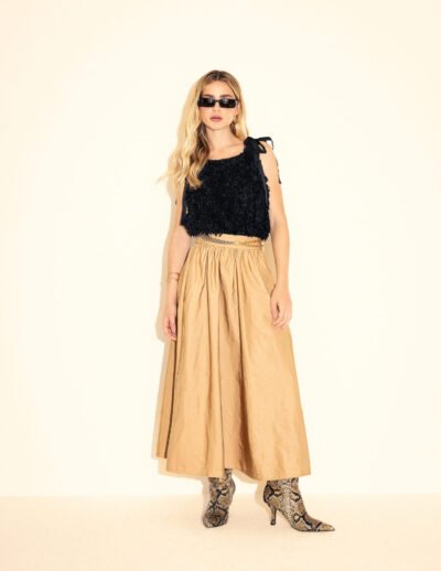 Saia Midi Evasê Classic Camelo
