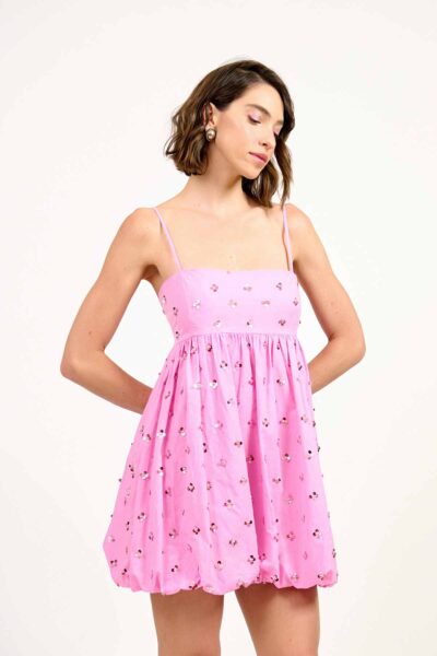 Vestido Balone Flores Rosa