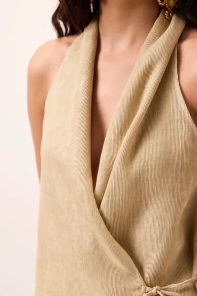 Alternative view of Regata Transpassada Linen Ostra Areia