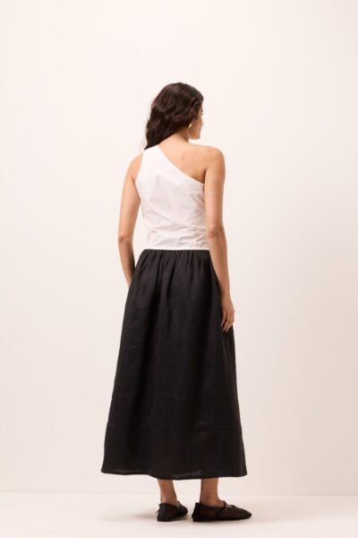 Alternative view of Saia Midi Classic Cintura Alta em Rami Preto