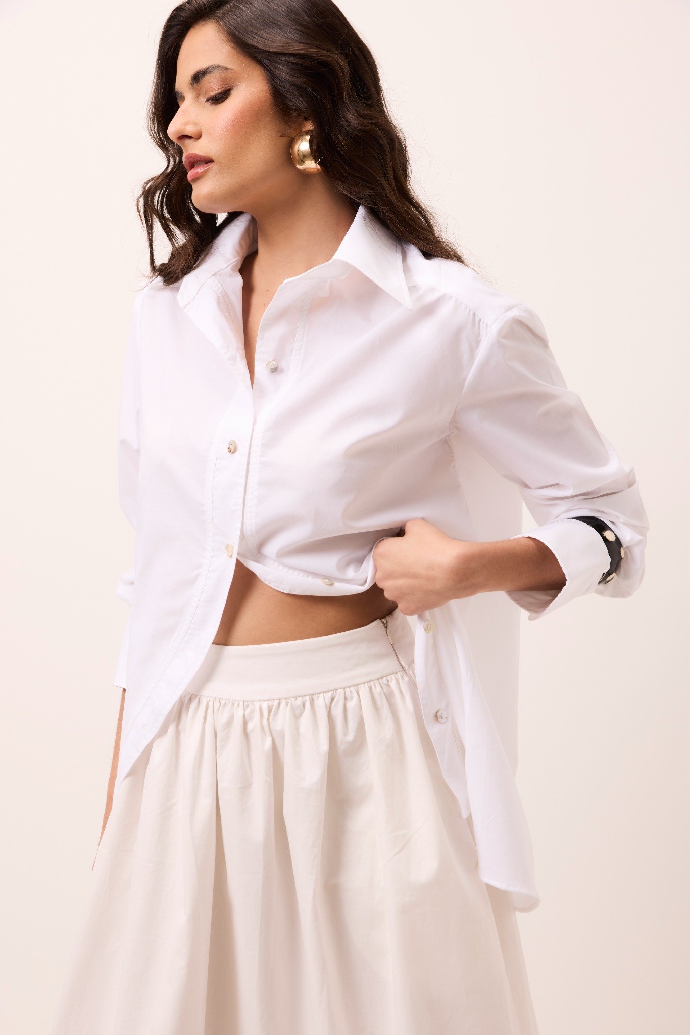 Saia Midi Classic P&B em Algodão com Cintura Alta e Bolsos - Imagem 8