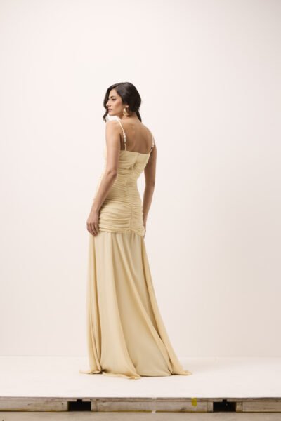 Alternative view of Vestido Longo Carmem em Viscose Amarelo Manteiga