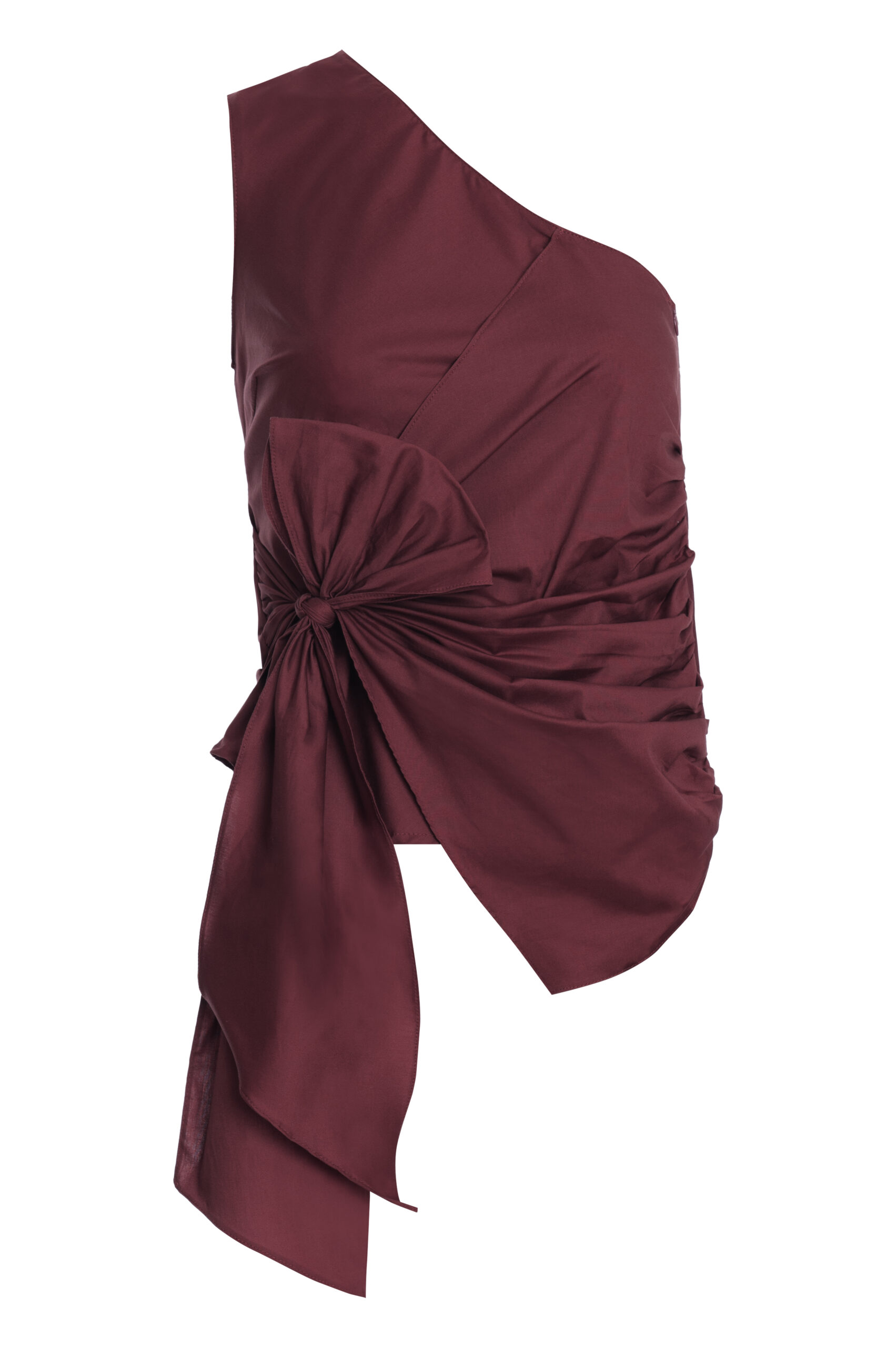 Blusa Assimétrica em Tricoline Vinho com Laço - Imagem 7