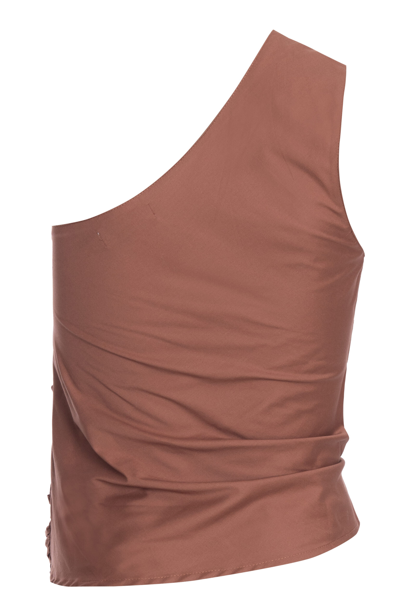 Blusa Assimétrica Laço Caramelo em Tricoline - Imagem 6