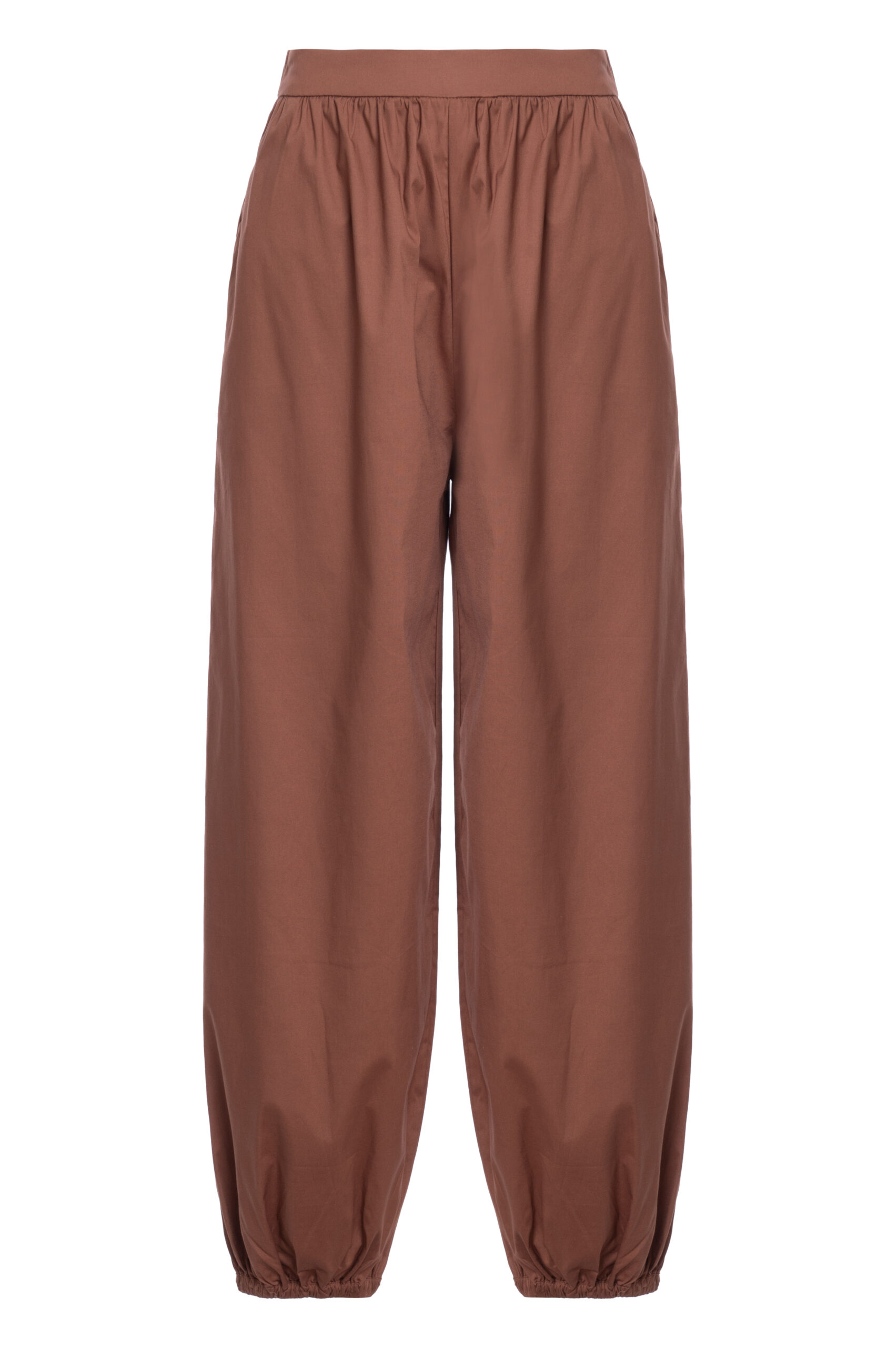 Calça Balloon em Tricoline Caramelo com Elástico na Barra - Imagem 4