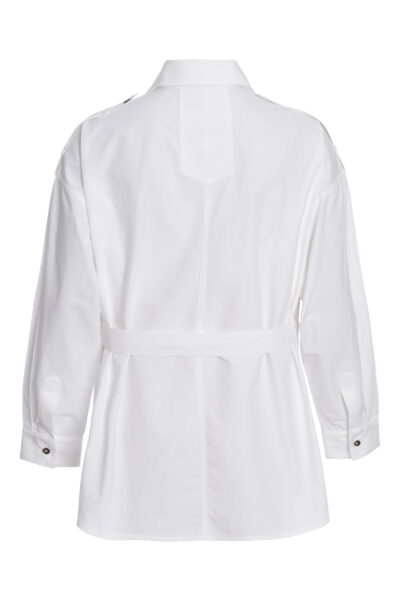 Alternative view of Camisa Oversized em Tricoline Branca com Maxi Bolso