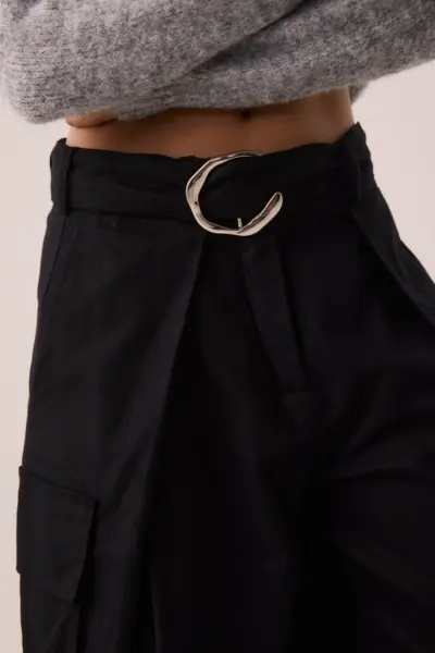 Alternative view of Calça Maxi Pantalona Sarja Preto