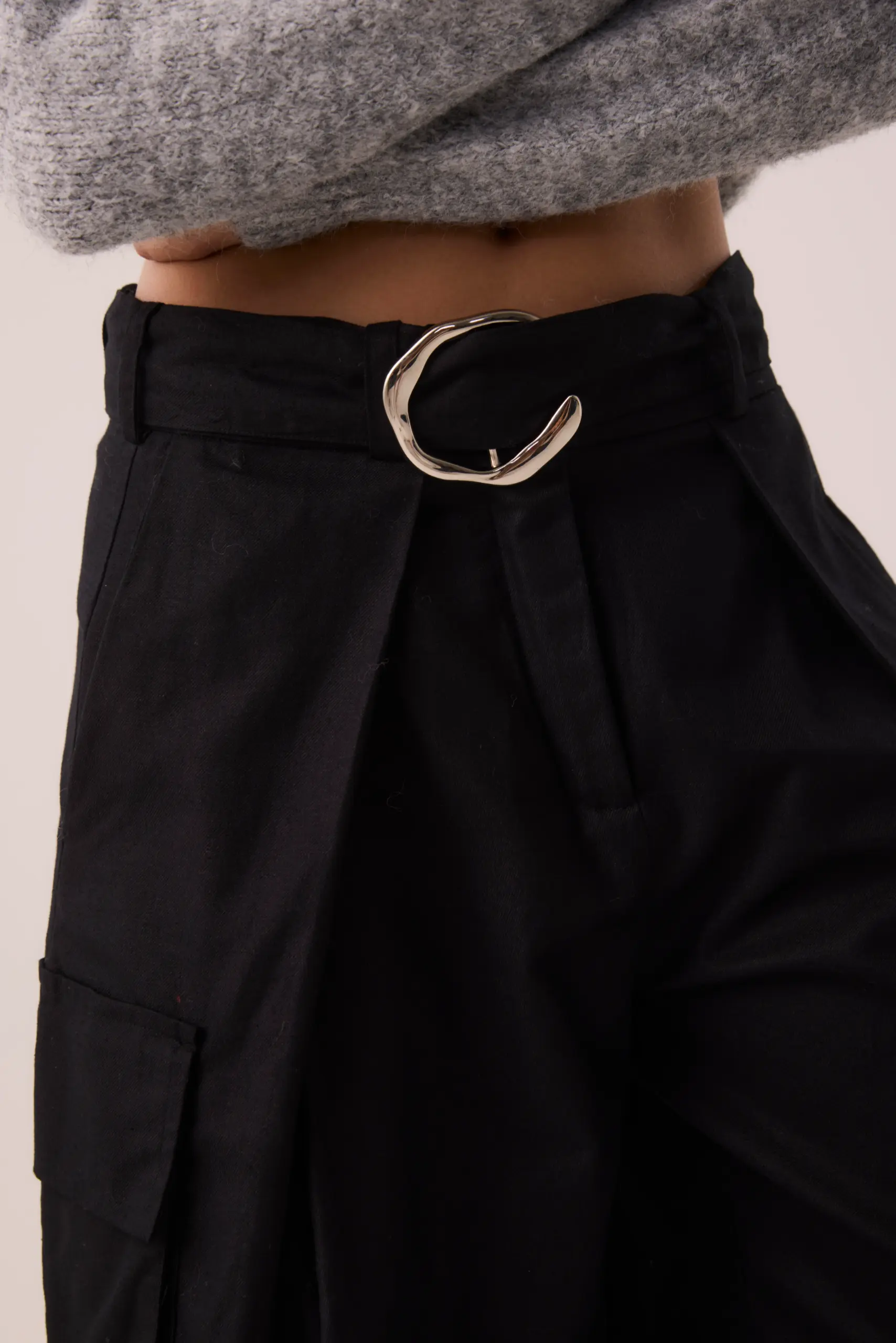 Calça Maxi Pantalona Sarja Preto - Imagem 2