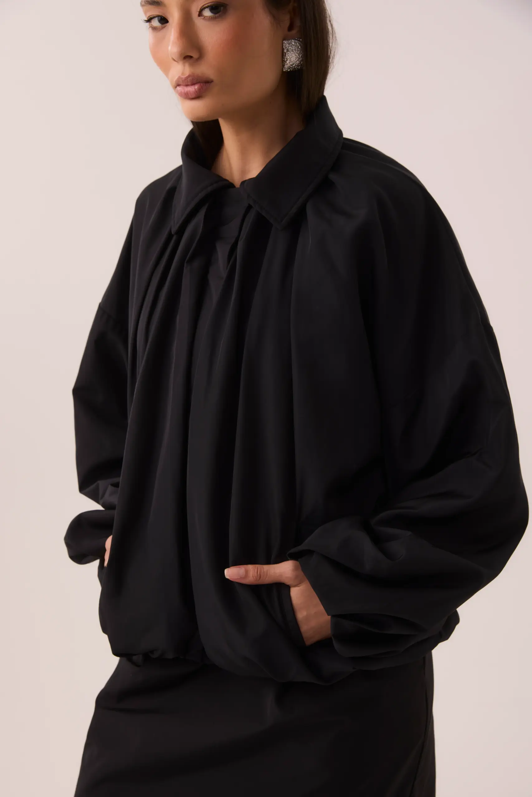 Jaqueta Bomber em Nylon Preto - Imagem 6