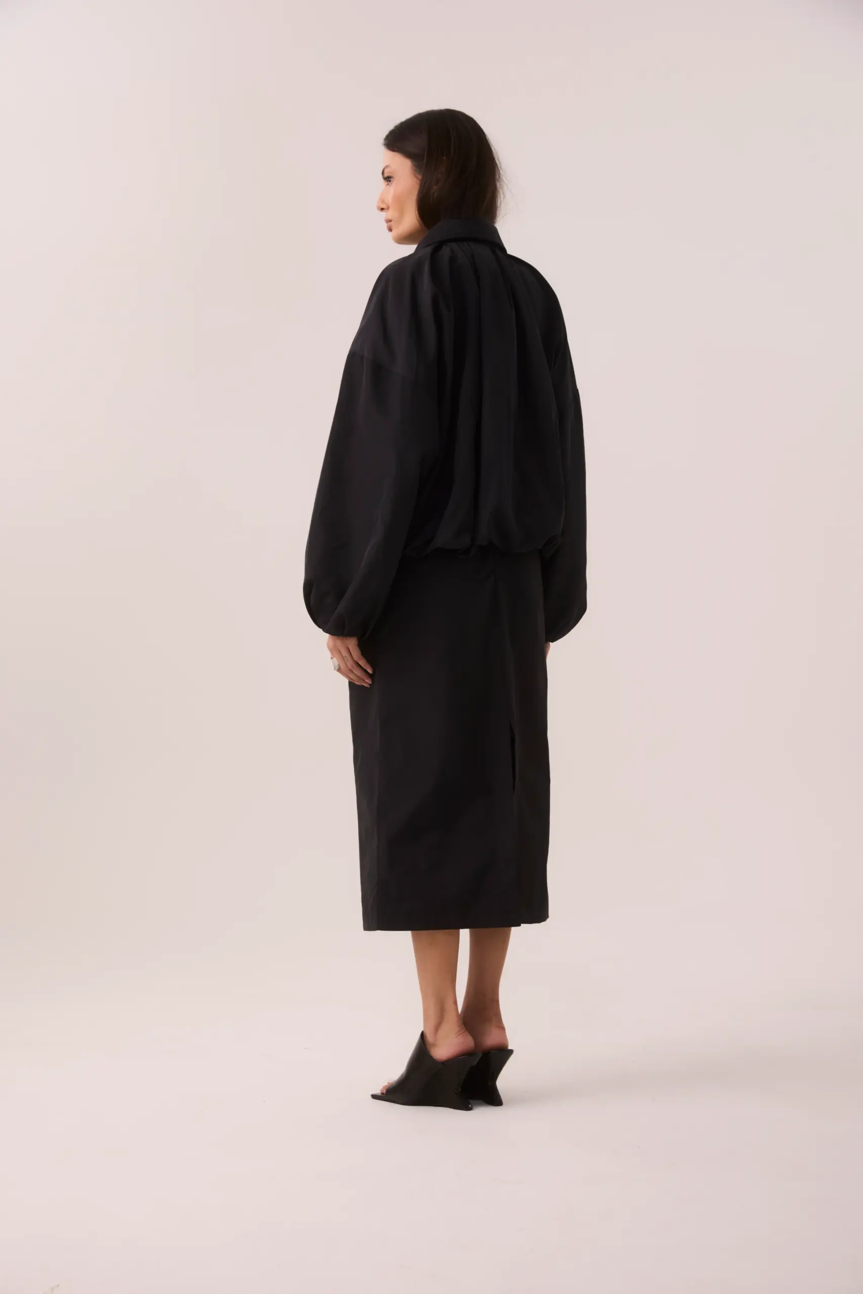 Jaqueta Bomber em Nylon Preto - Imagem 4