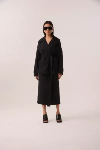 Alternative view of Casaco Trenchcoat Curto Corta Vento Preto