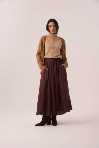 Saia Midi Classic em Rami Marrom