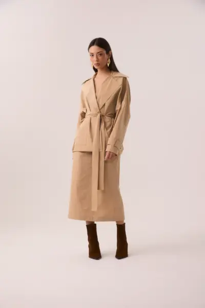 Alternative view of Casaco Trenchcoat Curto Corta Vento Caqui