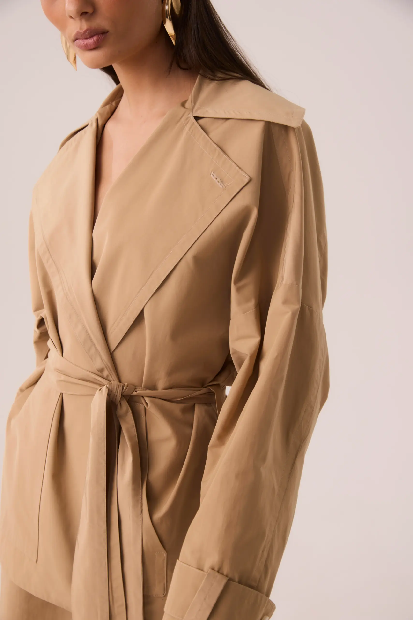 Casaco Trenchcoat Curto Corta Vento Caqui - Imagem 3